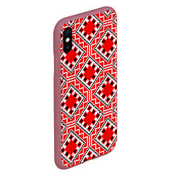 Чехол iPhone XS Max матовый Белорусская вышивка - орнамент, цвет: 3D-малиновый — фото 2