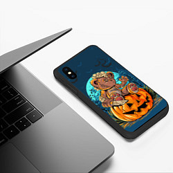 Чехол iPhone XS Max матовый Мишаня на тыкве, цвет: 3D-черный — фото 2