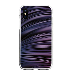 Чехол iPhone XS Max матовый Волнообразные фиолетовые паттерны, цвет: 3D-белый