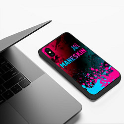 Чехол iPhone XS Max матовый Maneskin - neon gradient: символ сверху, цвет: 3D-черный — фото 2