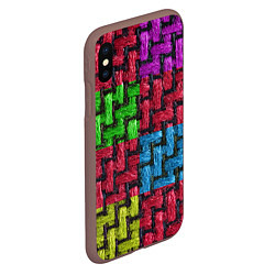 Чехол iPhone XS Max матовый Грубая вязка - цветная клетка - fashion 2044, цвет: 3D-коричневый — фото 2