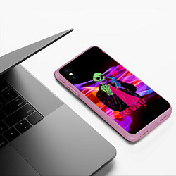Чехол iPhone XS Max матовый Никто - Skull - Flame, цвет: 3D-розовый — фото 2