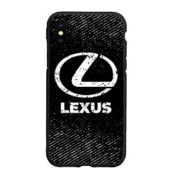 Чехол iPhone XS Max матовый Lexus с потертостями на темном фоне, цвет: 3D-черный