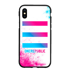 Чехол iPhone XS Max матовый OneRepublic neon gradient style