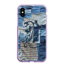 Чехол iPhone XS Max матовый Cotton Rag - Patchwork -Tiger, цвет: 3D-сиреневый
