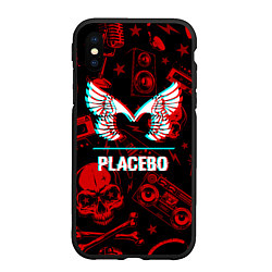 Чехол iPhone XS Max матовый Placebo rock glitch, цвет: 3D-черный