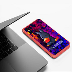Чехол iPhone XS Max матовый Кролик с мандаринами - Nom nom nom, цвет: 3D-красный — фото 2