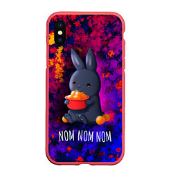 Чехол iPhone XS Max матовый Кролик с мандаринами - Nom nom nom, цвет: 3D-красный
