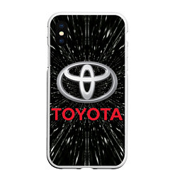 Чехол iPhone XS Max матовый Тойота, эмблема, автомобильная тема, цвет: 3D-белый