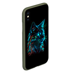 Чехол iPhone XS Max матовый Неоновый котик, цвет: 3D-темно-зеленый — фото 2