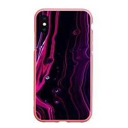 Чехол iPhone XS Max матовый Фиолетовые линии песка во тьме, цвет: 3D-баблгам