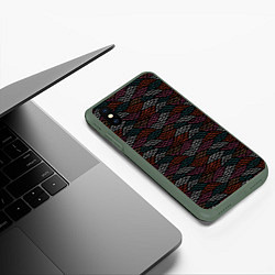 Чехол iPhone XS Max матовый Абстрактный узор с эффектом вышивки, цвет: 3D-темно-зеленый — фото 2