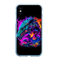 Чехол iPhone XS Max матовый Дракон и девушка - поп арт, цвет: 3D-голубой