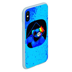 Чехол iPhone XS Max матовый Радужные друзья: Синий глитч, цвет: 3D-голубой — фото 2