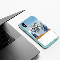 Чехол iPhone XS Max матовый Зимние горы - с новым годом!, цвет: 3D-мятный — фото 2