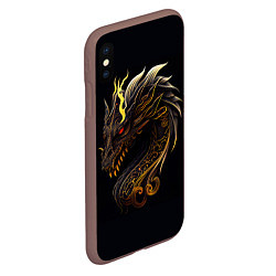 Чехол iPhone XS Max матовый Китайский дракон - ирезуми, цвет: 3D-коричневый — фото 2