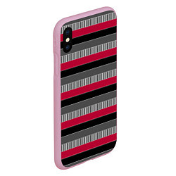 Чехол iPhone XS Max матовый Красно-черный полосатый современный узор, цвет: 3D-розовый — фото 2