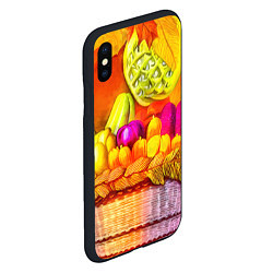 Чехол iPhone XS Max матовый Спелые фрукты и овощи в плетеной корзине, цвет: 3D-черный — фото 2