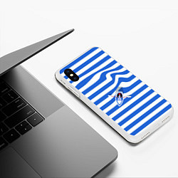 Чехол iPhone XS Max матовый Лодка на голубой тельняшке, цвет: 3D-белый — фото 2