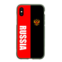 Чехол iPhone XS Max матовый Россия: Черно-красный, цвет: 3D-темно-зеленый