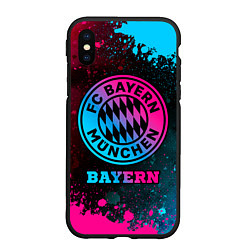 Чехол iPhone XS Max матовый Bayern - neon gradient, цвет: 3D-черный