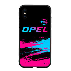 Чехол iPhone XS Max матовый Opel - neon gradient: символ сверху, цвет: 3D-черный