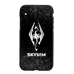 Чехол iPhone XS Max матовый Skyrim с потертостями на темном фоне, цвет: 3D-черный