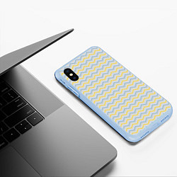 Чехол iPhone XS Max матовый Полосатый зигзаг узор, цвет: 3D-голубой — фото 2