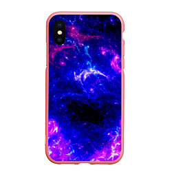 Чехол iPhone XS Max матовый Неоновый космос со звездами, цвет: 3D-баблгам