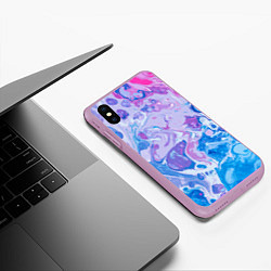 Чехол iPhone XS Max матовый Абстрактные разводы краски, цвет: 3D-сиреневый — фото 2