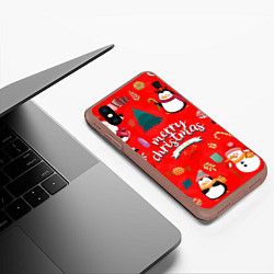 Чехол iPhone XS Max матовый Merry christmas art, цвет: 3D-коричневый — фото 2