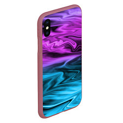 Чехол iPhone XS Max матовый Синий с фиолетовым размытый абстрактный узор, цвет: 3D-малиновый — фото 2