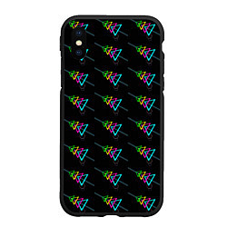 Чехол iPhone XS Max матовый Colored triangles, цвет: 3D-черный