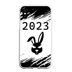 Чехол iPhone XS Max матовый НГ Кролик хитрый на светлом