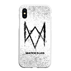 Чехол iPhone XS Max матовый Watch Dogs с потертостями на светлом фоне