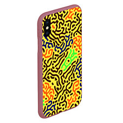 Чехол iPhone XS Max матовый Абстрактные кислотные полосы, цвет: 3D-малиновый — фото 2