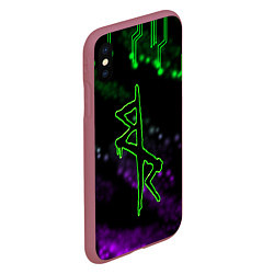 Чехол iPhone XS Max матовый Логотип киберпанков из Cyberpunk: edgerunners, цвет: 3D-малиновый — фото 2