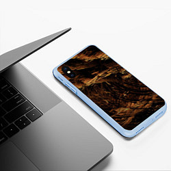 Чехол iPhone XS Max матовый Абстрактные лиственные краски, цвет: 3D-голубой — фото 2