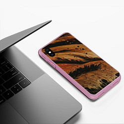 Чехол iPhone XS Max матовый Тёмно-оранжевые краски, цвет: 3D-розовый — фото 2