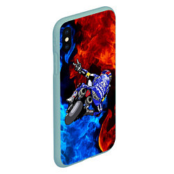 Чехол iPhone XS Max матовый Yamaha мотогонки - огонь инь-янь, цвет: 3D-мятный — фото 2