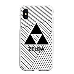 Чехол iPhone XS Max матовый Символ Zelda на светлом фоне с полосами