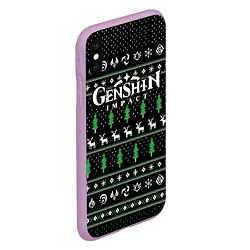 Чехол iPhone XS Max матовый Новогодний свитер - Genshin impact, цвет: 3D-сиреневый — фото 2