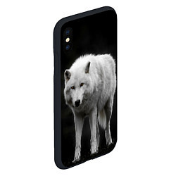 Чехол iPhone XS Max матовый Белый волк на темном фоне, цвет: 3D-черный — фото 2