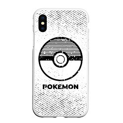 Чехол iPhone XS Max матовый Pokemon с потертостями на светлом фоне