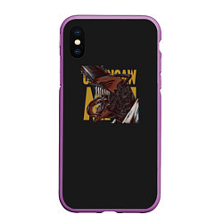Чехол iPhone XS Max матовый Человек-Бензопила, цвет: 3D-фиолетовый