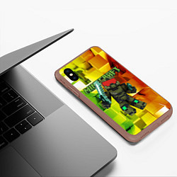 Чехол iPhone XS Max матовый Minecraft - Мастер Чиф, цвет: 3D-коричневый — фото 2