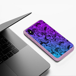 Чехол iPhone XS Max матовый Ахегао красивый неон, цвет: 3D-сиреневый — фото 2