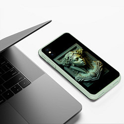Чехол iPhone XS Max матовый Нейросеть - барельеф античной девушки, цвет: 3D-салатовый — фото 2
