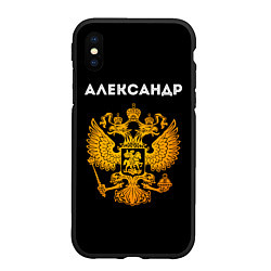 Чехол iPhone XS Max матовый Александр и зологой герб РФ