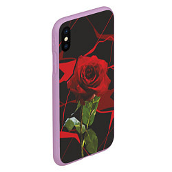 Чехол iPhone XS Max матовый Одинокая красная роза, цвет: 3D-сиреневый — фото 2
